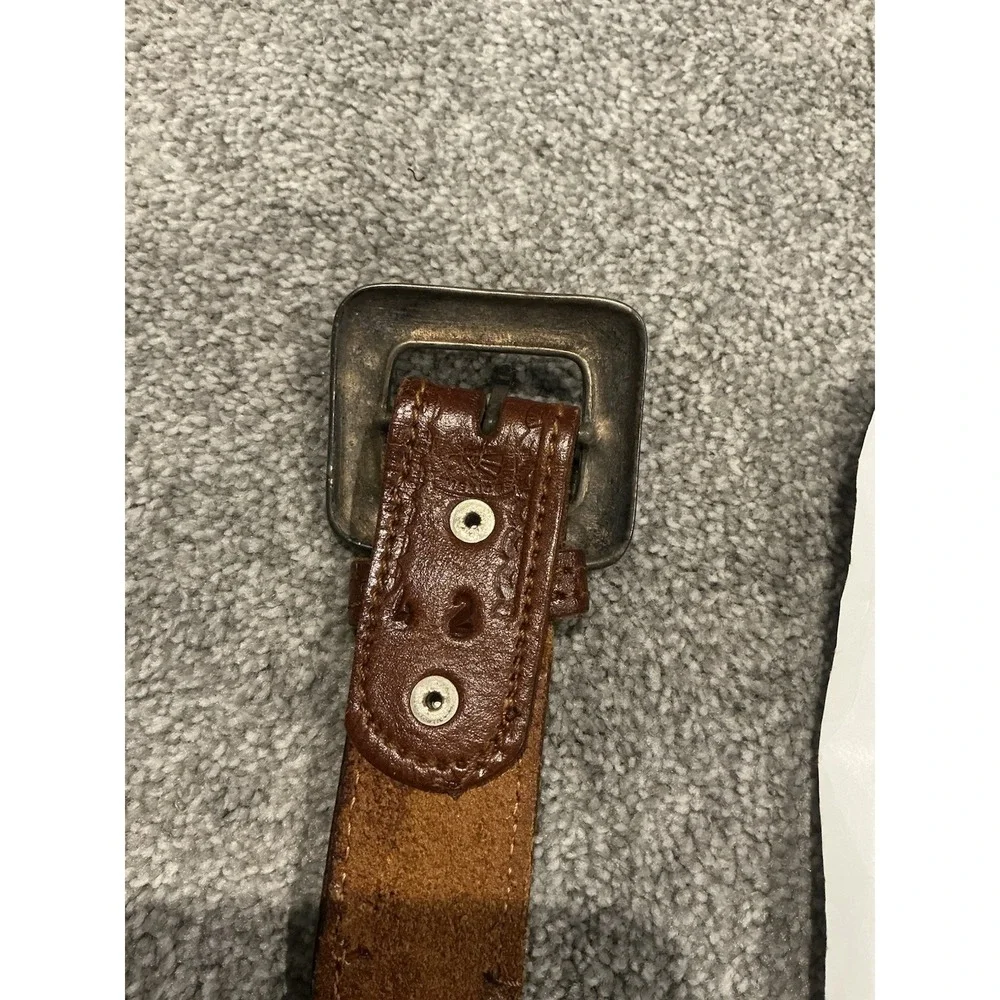 Vintage Woven Leather Belt Brown, with Brass, Unbranded, Size 40, Made in Mexico